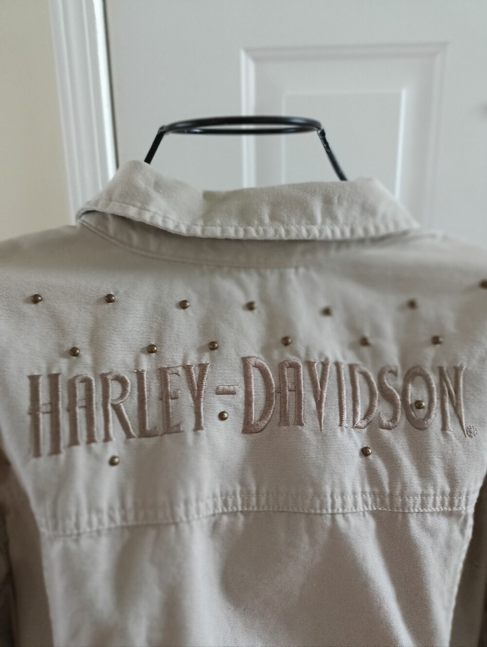 Harley-Davidson Women's Light Beige Studded Denim Jacket - Picture 6 of 16